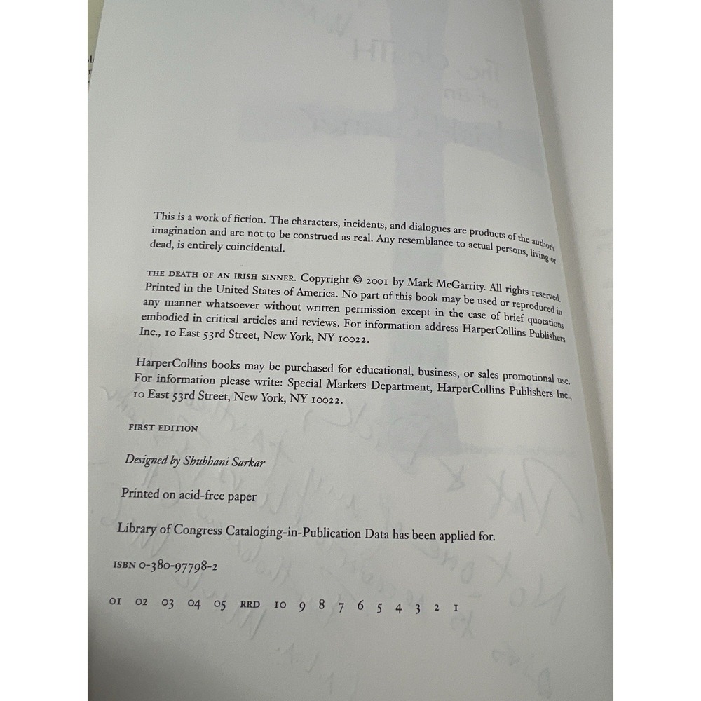 Signed 1st Ed. Bartholomew Gill - Death of an Irish Sinner. Inscribed Hardcover - Picture 3 of 6